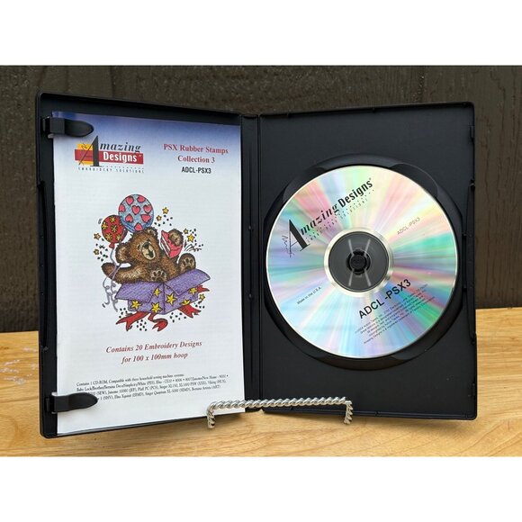 Amazing Designs PSX Rubber Stamp Collection 3 CD 20 Embroidery Teddy Bear Design - Picture 4 of 4